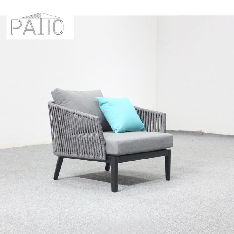 Outdoor Furniture Rope Weaving Aluminum Frame Garden Sofa