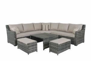 Outdoor Garden Rattan Wicker Furniture Lounge Sofa Set with Footrest
