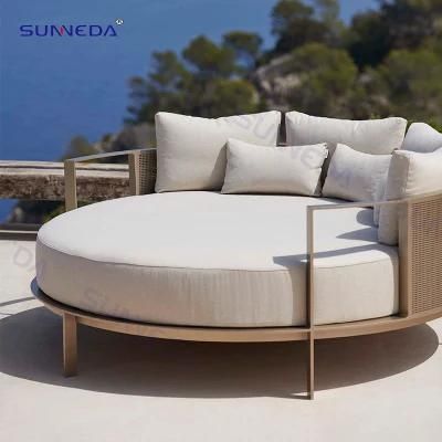 Hotel Outdoor Round Shape Sofa Simple Design Sofa Daybed with Fabric Pillow