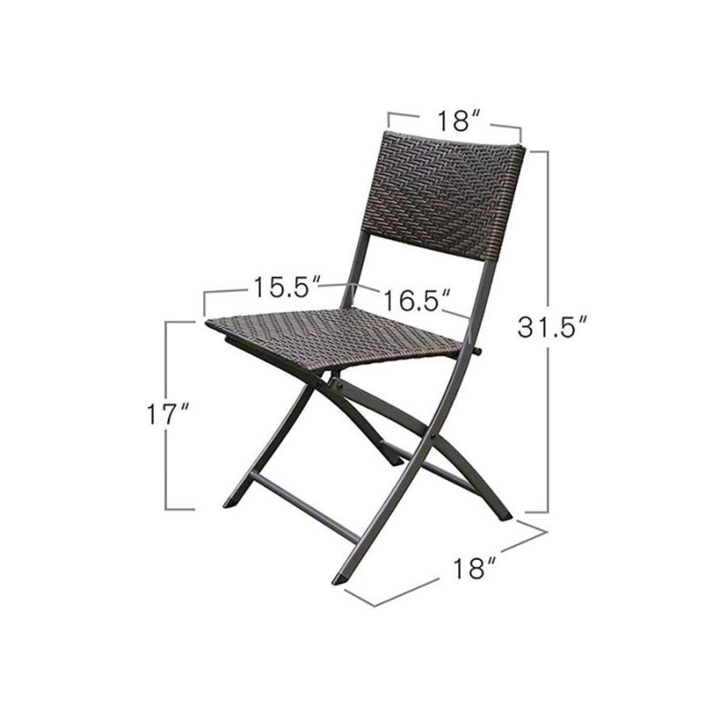 Weather Resistant Patio Rattan Wicker Folding Bistro Chair with Steel Frame