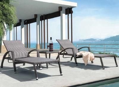 Welded Aluminium Frame Outdoor Sun Resist Rattan Chaise Lounge (TG-3023)