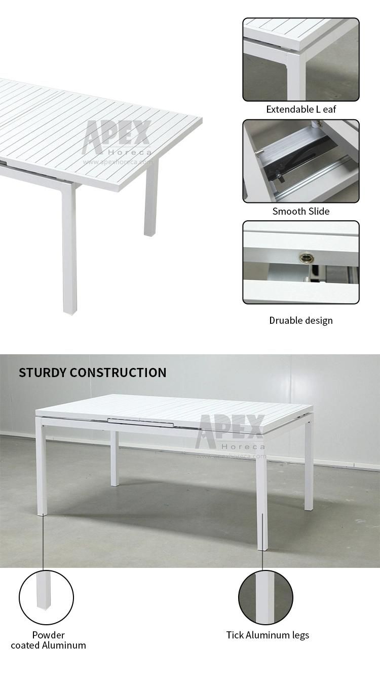 Outdoor Patio Expandable Dining Table Multifunction Aluminum Table