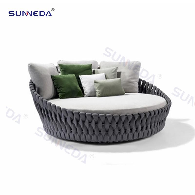 Handmade Garden Hotel Home Resort Villa Project Outdoor Modern Leisure Polyester Belt Rope Daybed Furniture