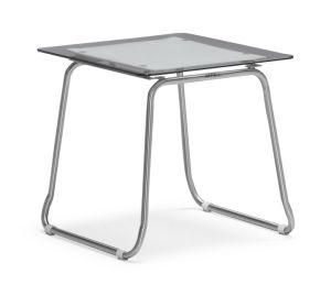 Outdoor Glass Side Table with Metal Leg