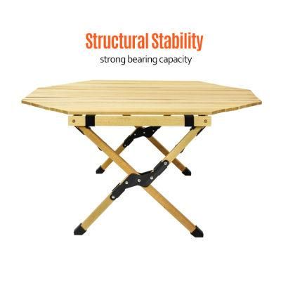 Foldable New 6 Sides Garden Wood Folding Table