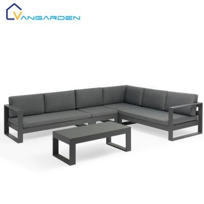 Modern Large Outdoor Sofa Set with Aluminum Frame and Waterproof Fabric for Garden Use