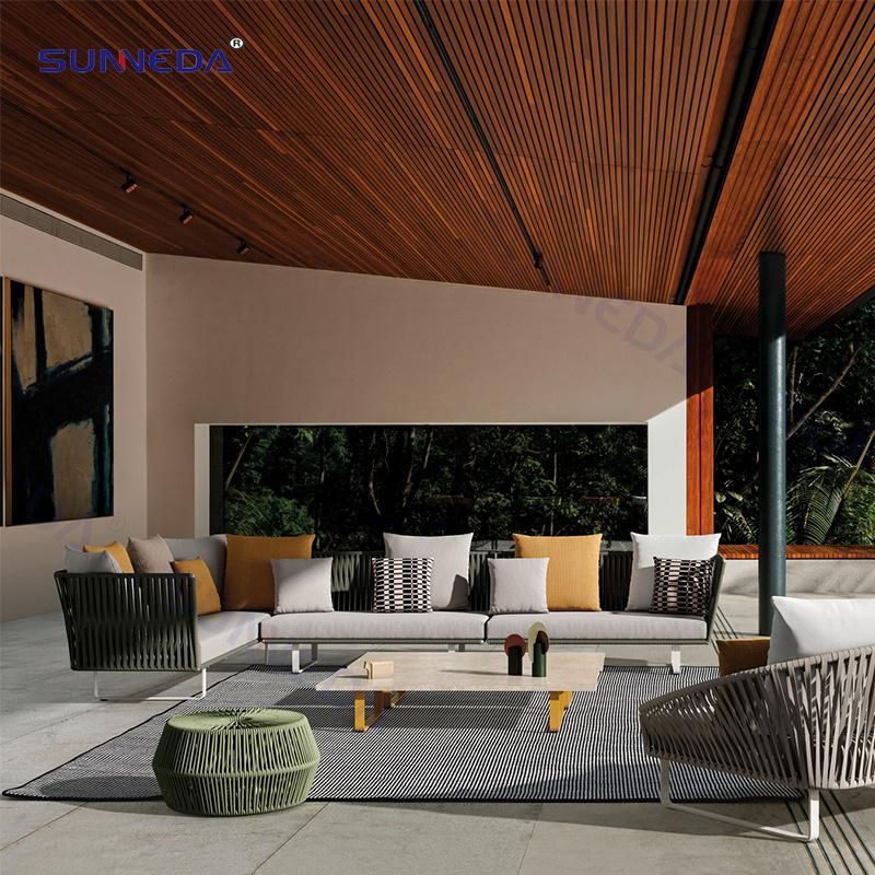 Modern Mix Color Rattan Leisure Sofa Aluminum Couch