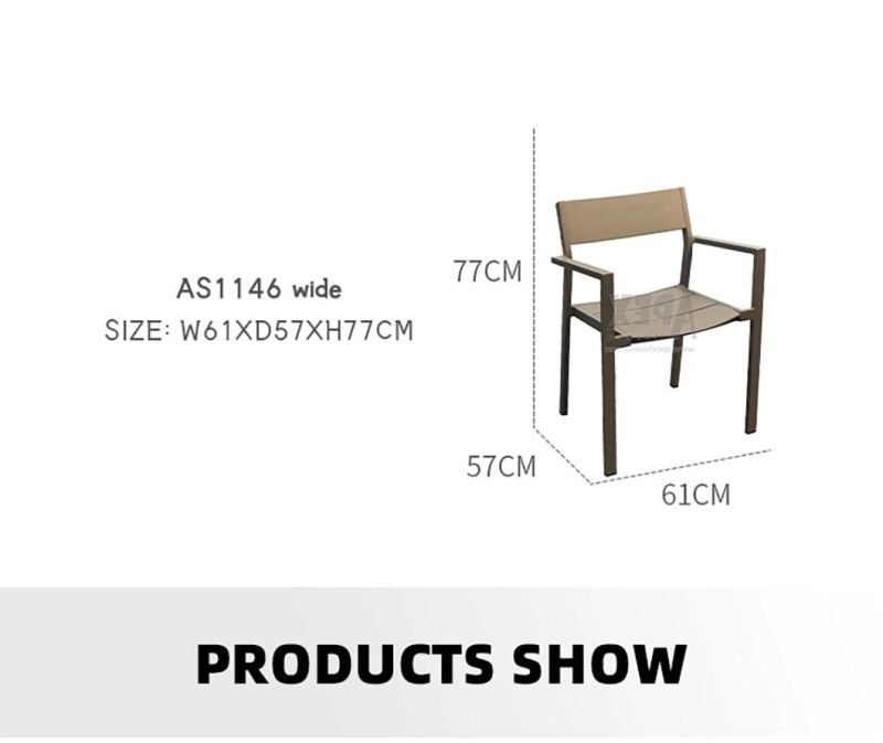 Outdoor Garden Balcony Aluminum Comfort Back Armchair Dining Chair Wholesale