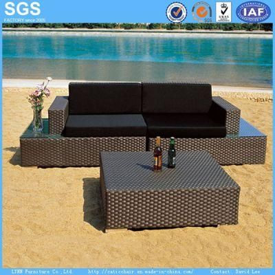 Garden Hotel Sofa PE Rattan Sofa with Coffee Table