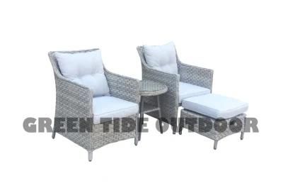 Outdoor Rattan Garden Furniture Bistro Sofa Set 4PCS with Ottoman