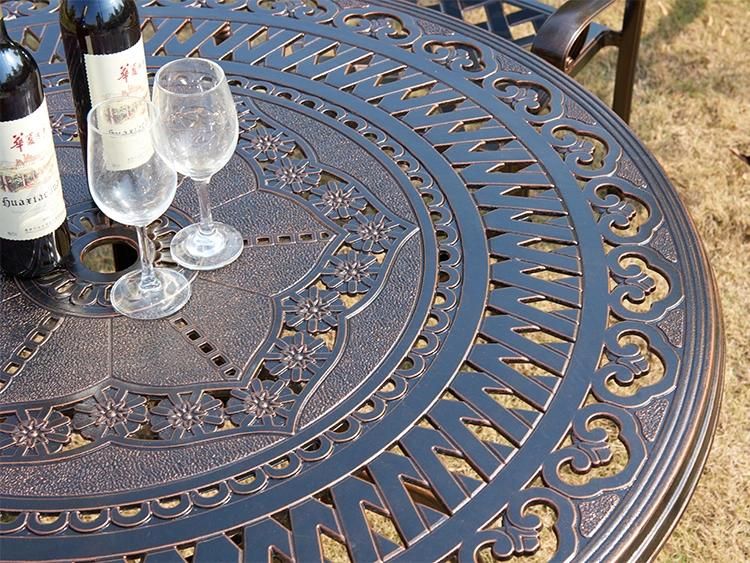 Washable Metal Frame Outdoor Cast Aluminum Round Table Set Seats 4 for Patio Bistro Chair