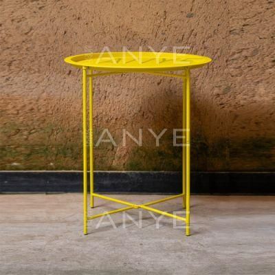 European Best Selling Round Sofa Side Table Yellow Modern Round Knock Down Coffee Table