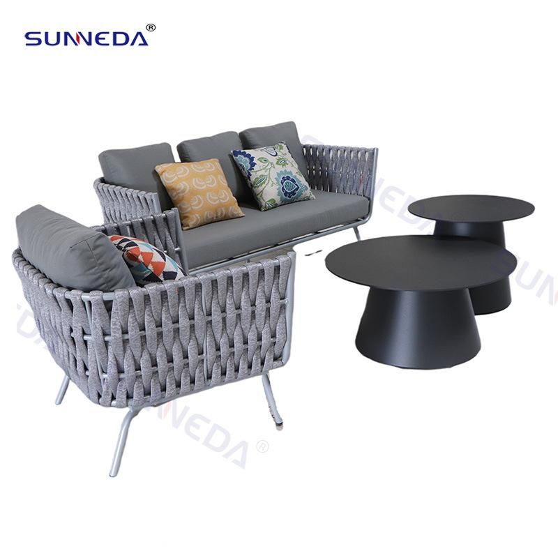 Outdoor Furniture Morden Style Aluminum Outdoor Fancy Rope Woven Sofa
