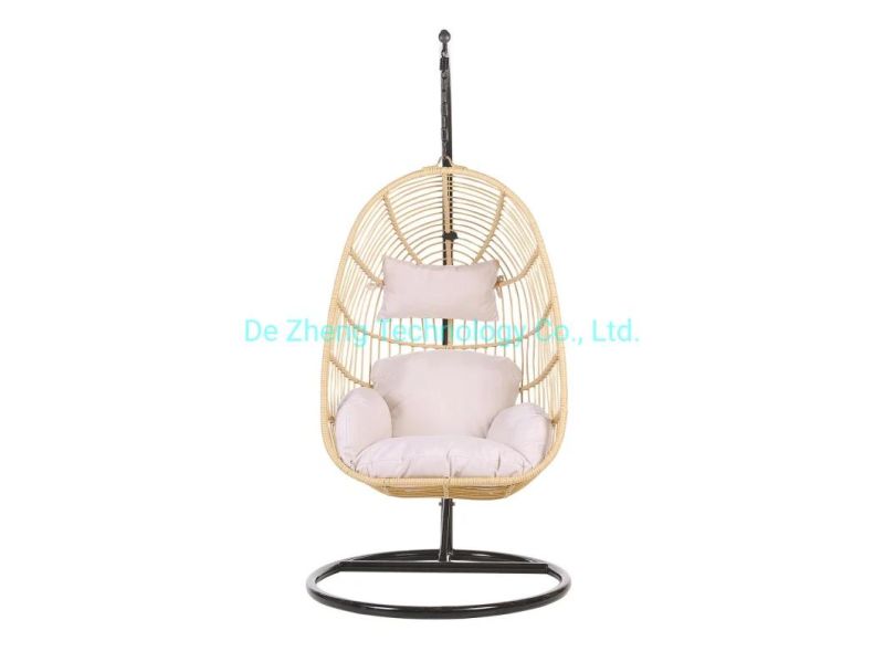 Modern Bird Nest Shape Patio Swing Hanging Chair PE Rattan Indoor Swing