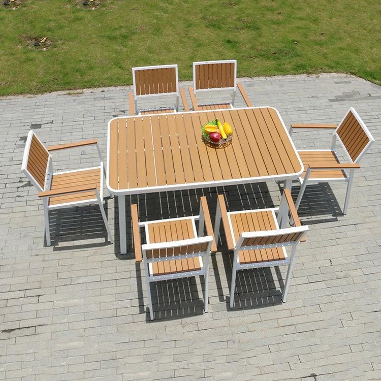 6 Seats Plastic Wood Outdoor Furniture Set All Weather