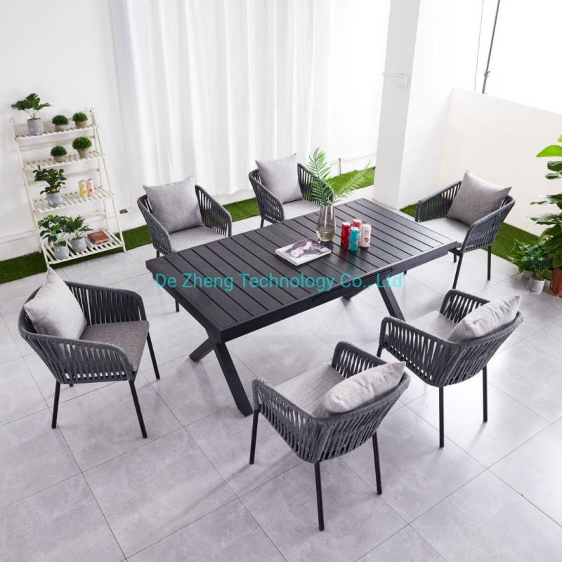 Outdoor Removable Desk All Aluminum Dining Long Tables and Chairs Multi Person Business Table