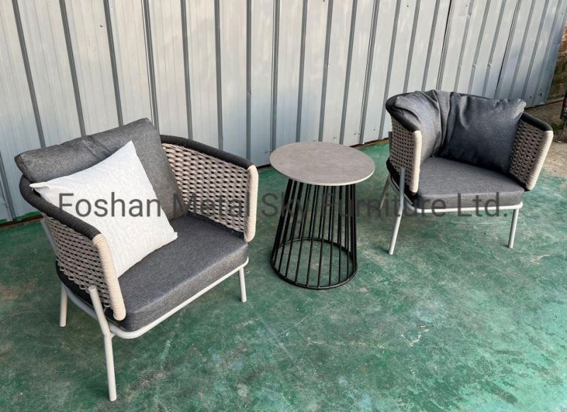 Outdoor Rattan Furniture Restaurant Patio Garden Aluminum Wicker Rope Sofa
