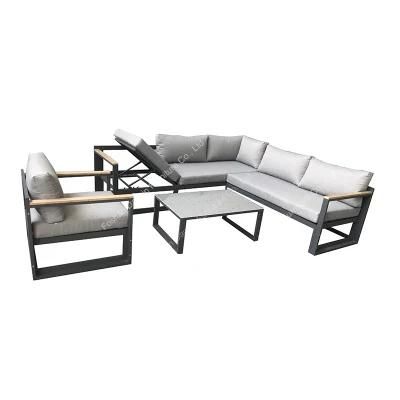 Functional Patio Sofa Modern Outdoor Sofa Grey Aluminium Garden Sofa Outdoor Furniture