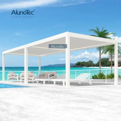 AlunoTec Garden Aluminium Sun Shade Awning Outdoor White Gazebo Roof Louvre Waterproof Canopy Bioclimatic Pergola
