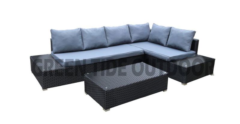 L Shape Outdoor Garden Rattan Wicker Woven Lounge Sectional Furniture