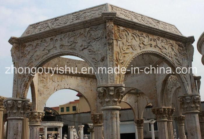 Yellow Natural Marble Garden Gazebo