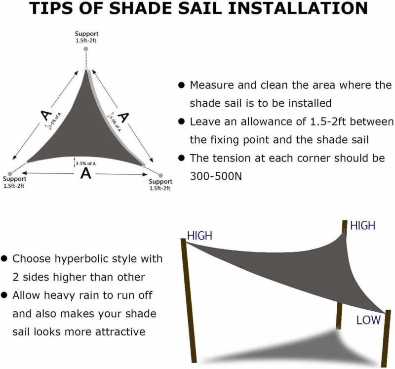 Triangle Sun Shade Sail for Patio UV Block for Outdoor Facility and Activities Esg12952