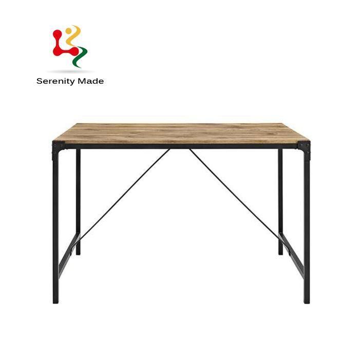 Aluminum Frame Teak Wood Top Rectangle Patio Table for Outdoor Use