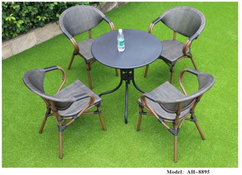 Modern Outdoor Furniture Patio Garden Wicker Dining Set, Elegant Garden Aluminum Dining Table and Rattan Chair