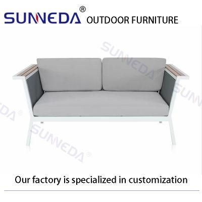 Modern Design Aluminum Frame Outdoor Sofa with Plastic Wood Seat