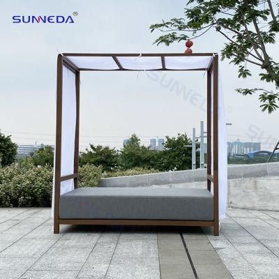 Commercial Hotel Beach Single Deck Bed with Canopy Aluminum Frame with Tent and Curtain