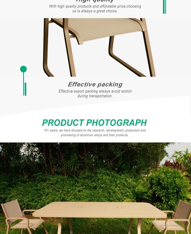 High Quality Modern Aluminum Outdoor Furniture 4 Chair Dining Room Table Set