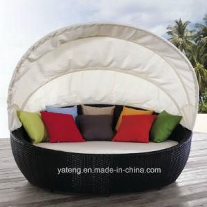 Patio Sunlounge with Canopy Rattan Outdoor Furniture Daybed with Canopy (YTF178) by Double