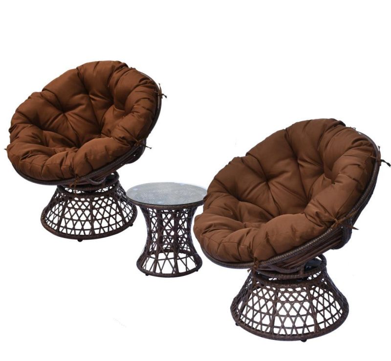 Garden Patio Leisure Rattan Portable Rotary Chair with 360-Degree Swivel