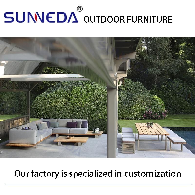 Simple Design Rectangular Outdoor Dining Table with Square Cone-Shaped Foot