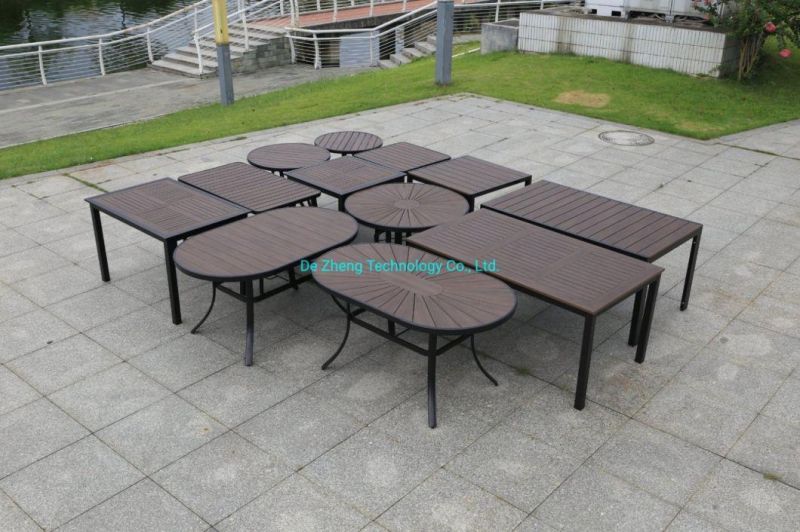 Best Sell High Quality Aluminum Metal Paito Balcony 6PCS Chairs and Garden Table Sets Outdoor Wood Furniture