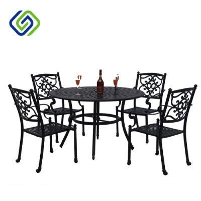 3 Piece Leaves Design Outdoor Aluminum Porch Balcony Garden Dining Chair and Table Set Furniture