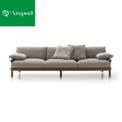 Simple Design Outdoor Furniture Circle The Armrest Teak Wooden Sofa Set with Waterproof Cushion