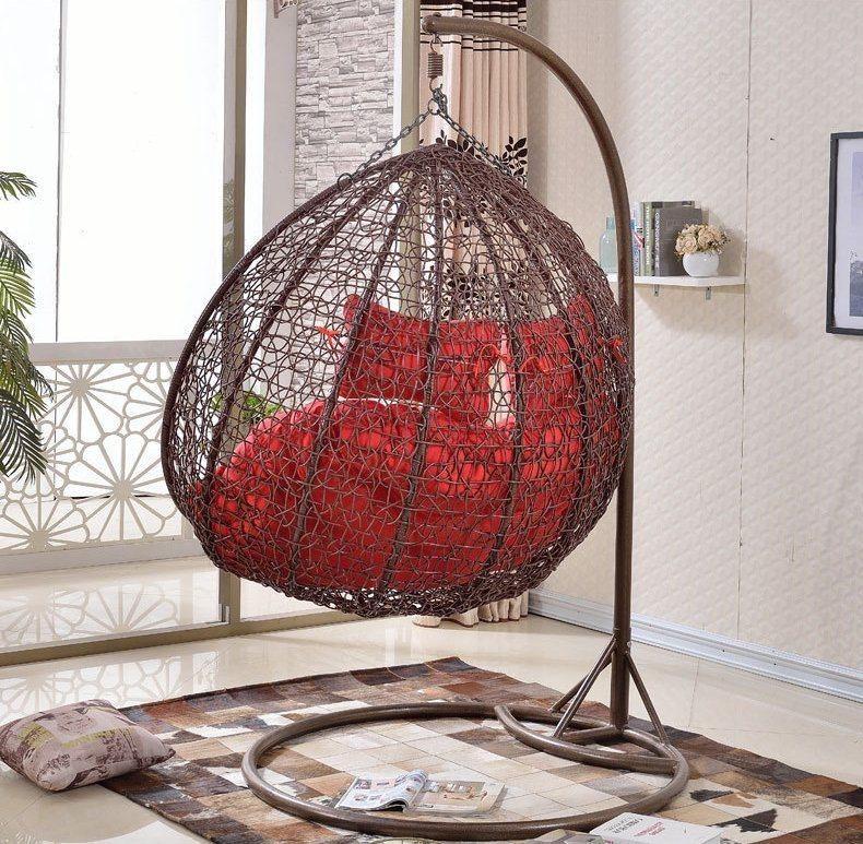 Leisure Outdoor Garden Double Plastic Rattan Egg Hanging Swing Chair