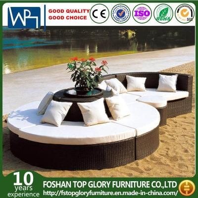 Sun Bed Rattan Garden Circular Curved Sofa Set Circular Chair Tg-Jw005