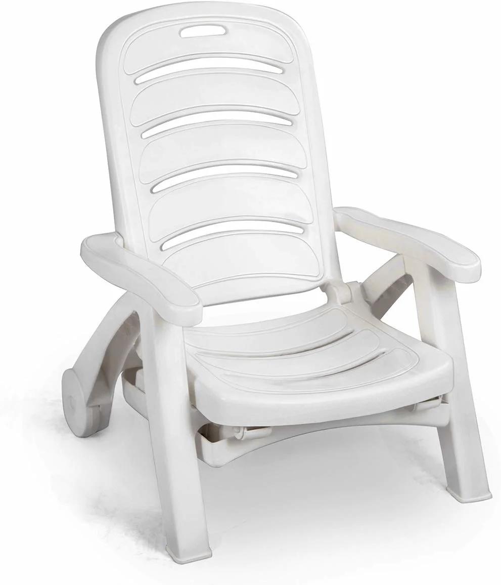 Solid Plastic Frame Sun Lounger Bed Reclining Chair Pool Backyard Garden Balcony Furniture
