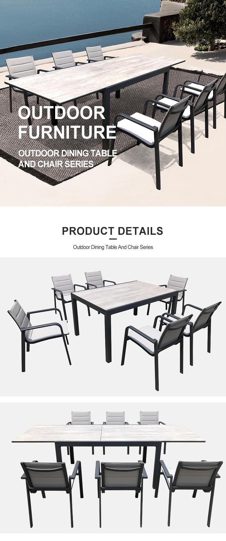 Modern Aluminum Outdoor Furniture Garden Dining Set with Table and Mesh Chairs