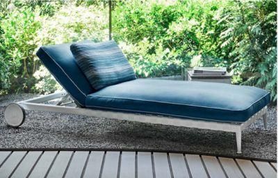 Hotel Villa Garden Furniture Beach Swimming Pool Outdoor Folding Rattan Metal Frame Recliner Single Chaise Lounge Chair