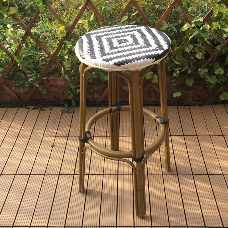 Factory Supply Antique Design Bamboo Look Outdoor Bistro Rattan Bar Stool