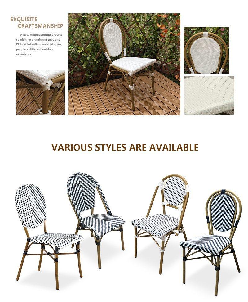 (SP-OC358) Modern Popular PE Rattan Stackable White Aluminium Chair for Garden/Dining