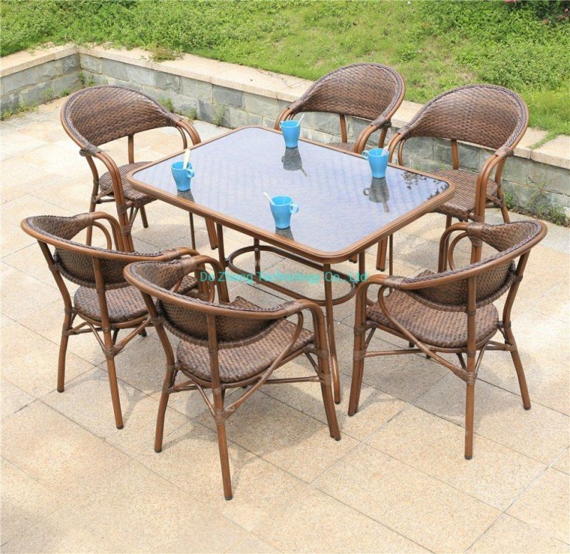 Manufacturer Wholesale Garden Outdoor Table Set Tempered Glass Leisure Table Supplier Wicker Aluminum Rattan Table