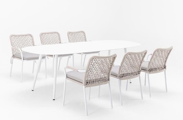 8 Seaters Luxury Rope Aluminum Outdoor Garden Dining Set Furniture