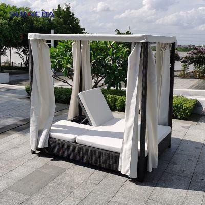 Double Sun Lounger with Canopy High-Temperature Resistant Aluminium Beach Bed High-Quality Daybed Outdoor