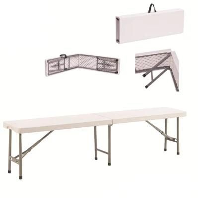 Wholesale 6FT Lightweight Plastic Blow Mould White Folding Bench