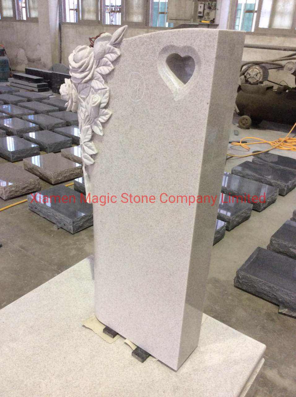 White Marble Granite Stone Headstones Cemetery Flower Carved Tombstone