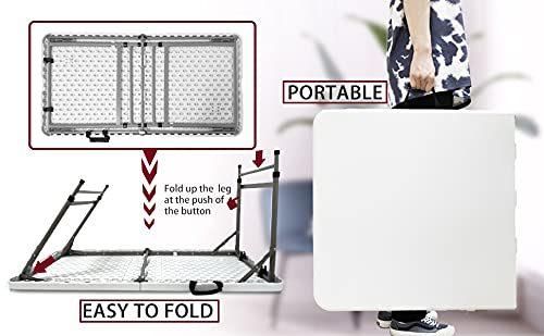 4FT Outdoor Camping White Lightweight Plastic Height Adjustable Folding Tables